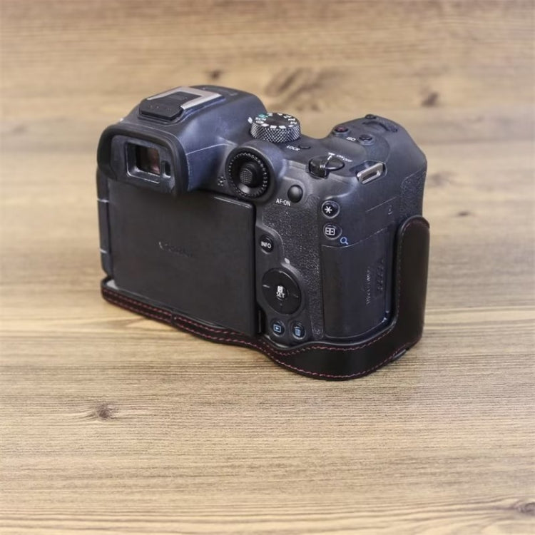 For Canon EOS R7 1/4 inch Thread PU Leather Camera Half Case Base (Brown) - free shipping - PMC TechLife - Order now!