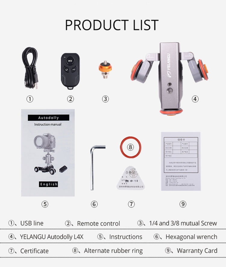 YELANGU L4X Camera 3-wheel Dolly II Electric Track Slider 3-Wheel Video Pulley Rolling Dolly Car with Remote Control for DSLR / Home DV Cameras, GoPro, Smartphones, Load: 3kg(Grey) - free shipping - PMC TechLife - Order now!