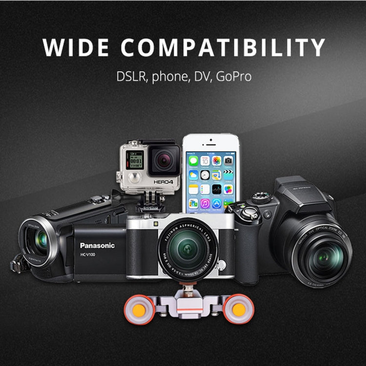 YELANGU L4X Camera 3-wheel Dolly II Electric Track Slider 3-Wheel Video Pulley Rolling Dolly Car with Remote Control for DSLR / Home DV Cameras, GoPro, Smartphones, Load: 3kg(Grey) - free shipping - PMC TechLife - Order now!