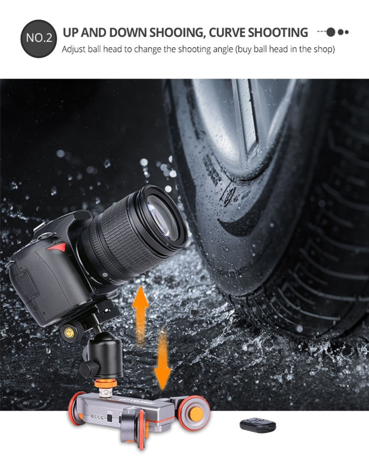 YELANGU L4X Camera 3-wheel Dolly II Electric Track Slider 3-Wheel Video Pulley Rolling Dolly Car with Remote Control for DSLR / Home DV Cameras, GoPro, Smartphones, Load: 3kg(Grey) - free shipping - PMC TechLife - Order now!