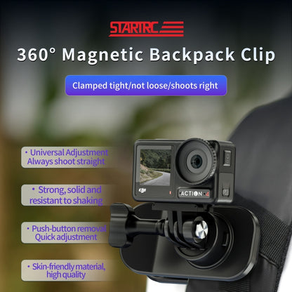 STARTRC 360 Degree Rotation Backpack Clip Magnetic Suction Mount (Black) - Case & Bags by STARTRC | Online Shopping South Africa | PMC Jewellery