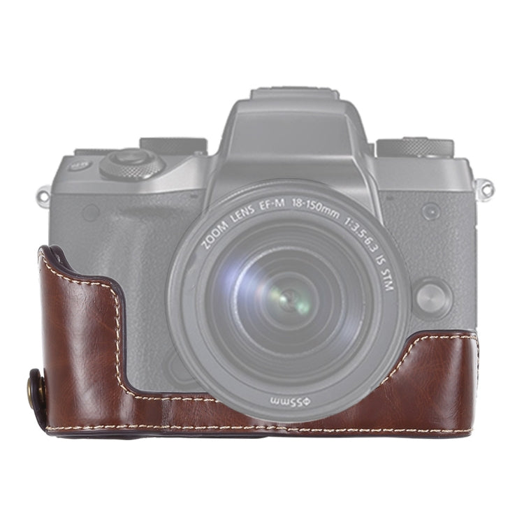 1/4 inch Thread PU Leather Camera Half Case Base for Canon EOS M5(Coffee) - free shipping - PMC TechLife - Order now!