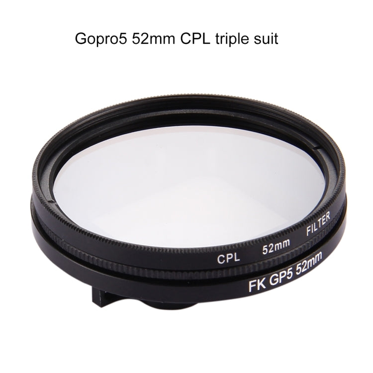 52mm 3 in 1 Round Circle CPL Lens Filter with Cap for GoPro HERO7 Black/6 /5 - Lens Filter by JSR | Online Shopping South Africa | PMC Jewellery | Buy Now Pay Later Mobicred