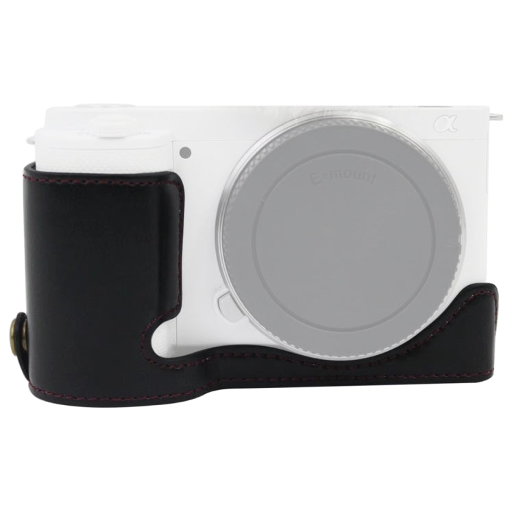 1/4 inch Thread PU Leather Camera Half Case Base for Sony ZV-E10 / ZV-E10L (Black) - Half Case by PMC TechLife | Online Shopping South Africa | PMC TechLife | Buy Now Pay Later Mobicred