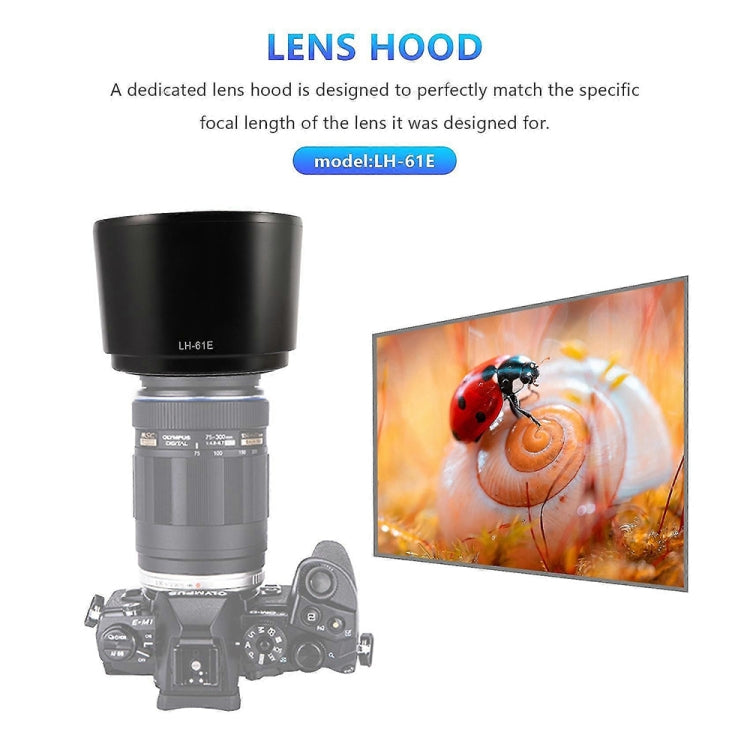 LH-61E Lens Hood Shade for Olympus ZUIKO DIGITAL ED 75-300mm F4-5.6 / ED 75-300mm F4.8-6.7 Lens - Lens Hood by PMC TechLife | Online Shopping South Africa | PMC TechLife | Buy Now Pay Later Mobicred