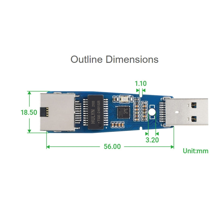 Waveshare USB 3.2 Gen1 to Gigabit Ethernet Converter Module, Driver-Free - Modules Expansions Accessories by WAVESHARE | Online Shopping South Africa | PMC Jewellery | Buy Now Pay Later Mobicred