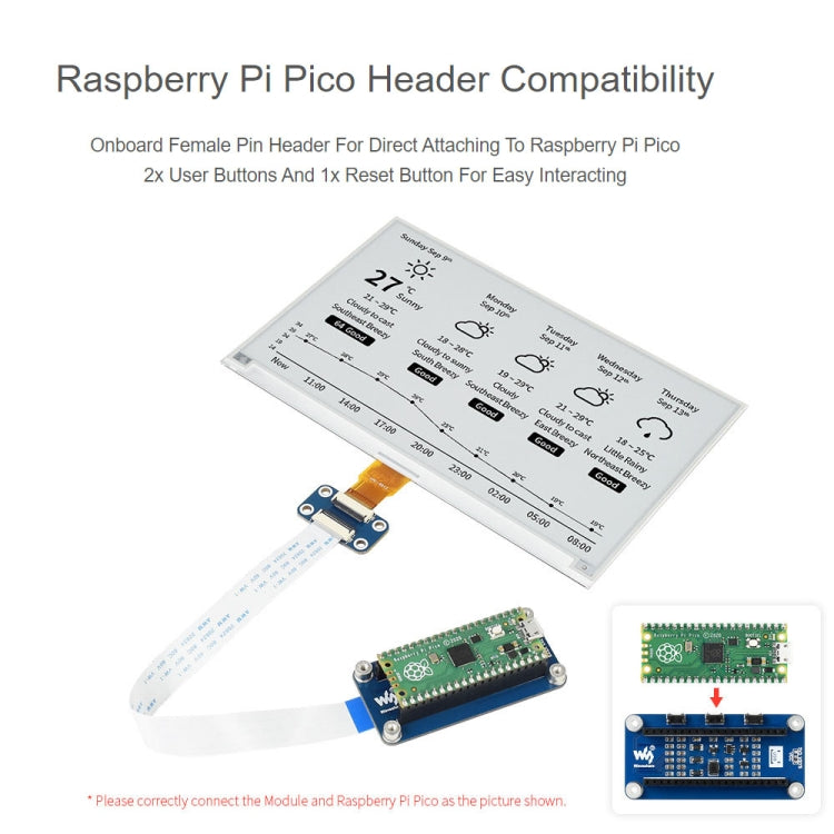 Waveshare 7.5 inch 800x480 pixel Black White E-Paper E-Ink Display Module for Raspberry Pi Pico, SPI Interface - Modules Expansions Accessories by WAVESHARE | Online Shopping South Africa | PMC Jewellery | Buy Now Pay Later Mobicred