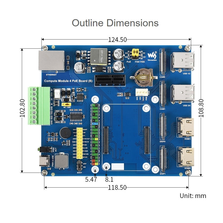 Waveshare Compute Module IO Board with PoE Feature (Type B) for Raspberry Pi all Variants of CM4 - LCD & LED Display Module by WAVESHARE | Online Shopping South Africa | PMC Jewellery | Buy Now Pay Later Mobicred