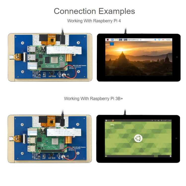 WAVESHARE 7 inch 800 x 480 Capacitive Touch Display with Front Camera for Raspberry Pi - free shipping - PMC TechLife - Order now!
