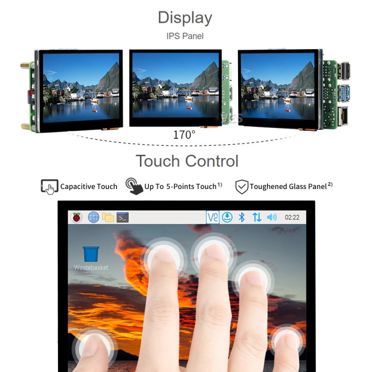 Waveshare 3.5 inch HDMI Capacitive Touch IPS LCD Display (E), 640 x 480, Audio Jack - Modules Expansions Accessories by WAVESHARE | Online Shopping South Africa | PMC Jewellery