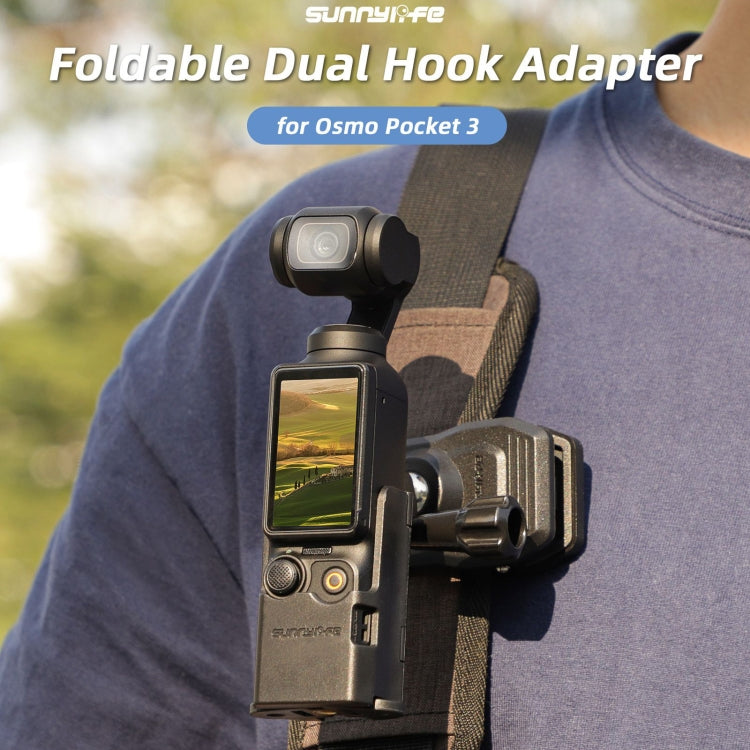 For DJI OSMO Pocket 3 Sunnylife Expansion Adapter Foldable Dual Hooks Adapter Protective Case Bracket (Black) - free shipping - PMC TechLife - Order now!