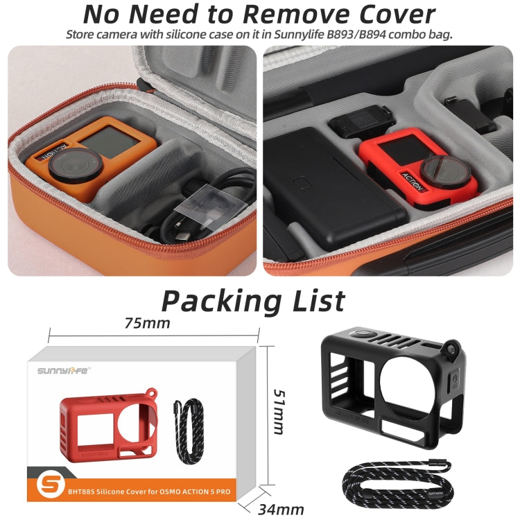 For DJI Osmo Action 5 Pro Sunnylife Silicone Protective Case Scratch-proof Camera Cover with Lanyard (Red) - free shipping - PMC TechLife - Order now!
