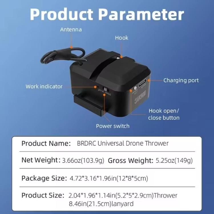 BRDRC Air-Dropping System Drone Thrower Parabolic For DJI Mini 4 Pro / 3 Pro / Air 3 / Mavic 3 / 3 Pro (Black) - free shipping - PMC TechLife - Order now!