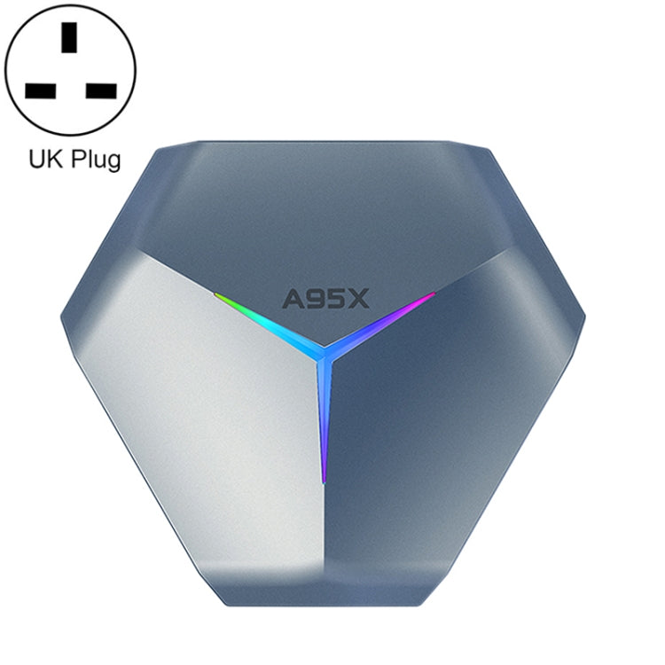 A95X F4 8K UHD Smart TV BOX Android 10.0 Media Player with Remote Control, Amlogic S905X4 Quad Core Cortex-A55 up to 2.0GHz, RAM: 2GB, ROM: 16GB, 2.4GHz/5GHz WiFi, Bluetooth, UK Plug((Metallic Blue)) - Amlogic S905 by PMC Jewellery | Online Shopping South Africa | PMC Jewellery | Buy Now Pay Later Mobicred