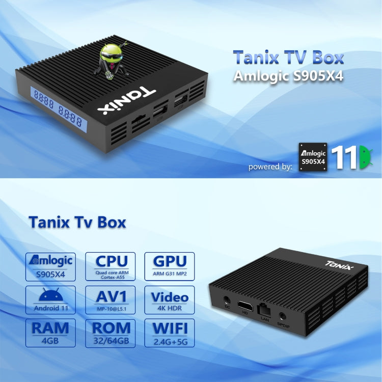 Tanix X4 Android 11 Smart TV Box, Amlogic S905X4 Quad Core, 4GB+32GB, Dual Wifi, BT(UK Plug) - Amlogic S905 by PMC Jewellery | Online Shopping South Africa | PMC Jewellery | Buy Now Pay Later Mobicred