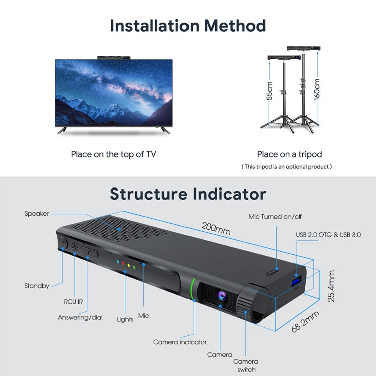 MECOOL KA2 Video Calling on TV Android 10.0 Smart TV Box with Remote Control, Amlogic S905X4 Quad Core Cortex A35, 4GB+64GB, Dual-Band / Ethernet / Camera(US Plug) - Amlogic S905 by MECOOL | Online Shopping South Africa | PMC Jewellery | Buy Now Pay Later Mobicred