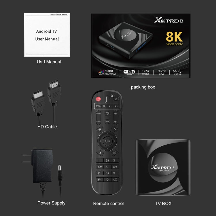 X88 Pro 13 Android 13.0 Smart TV Box with Remote Control, RK3528 Quad-Core, 2GB+16GB (UK Plug) - Others by PMC Jewellery | Online Shopping South Africa | PMC Jewellery | Buy Now Pay Later Mobicred