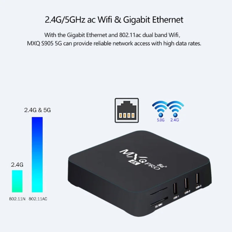 MXQ Pro 4K TV Box Rockchip RK3228A Quad Core CPU Android 7.1, 1GB+8GB wtih Remote Control, US Plug - RK3228A by PMC TechLife | Online Shopping South Africa | PMC TechLife | Buy Now Pay Later Mobicred