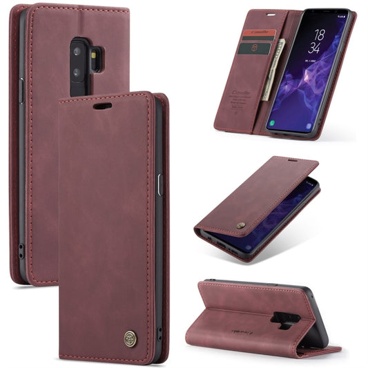 CaseMe-013 Multifunctional Retro Frosted Horizontal Flip Leather Case with Card Slot & Holder & Wallet for Galaxy S9 Plus(Wine Red) - Galaxy Phone Cases by CaseMe | Online Shopping South Africa | PMC Jewellery | Buy Now Pay Later Mobicred