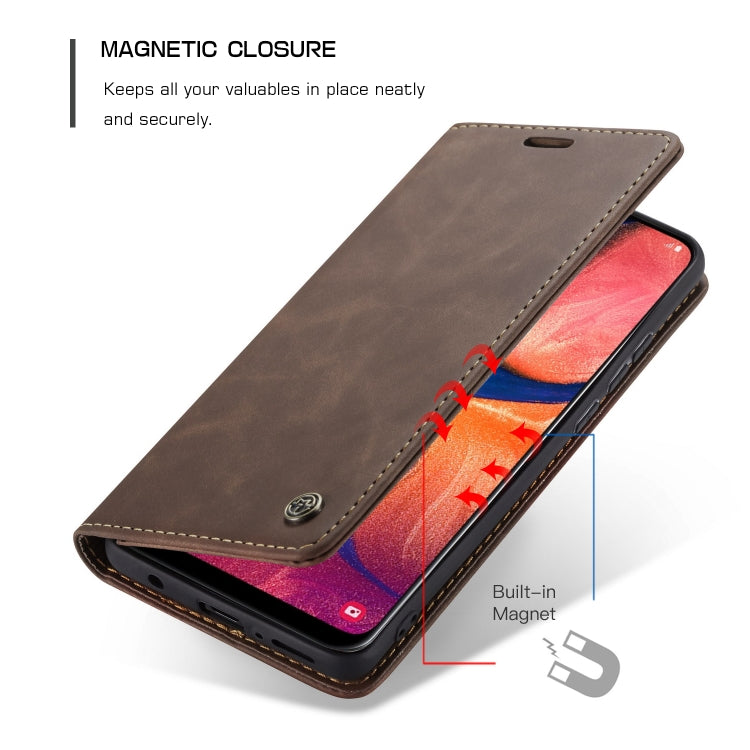 CaseMe-013 Multi-functional Retro Frosted Horizontal Flip Leather Case with Card Slot & Holder & Wallet For Galaxy A20e(Coffee) - Galaxy Phone Cases by CaseMe | Online Shopping South Africa | PMC Jewellery | Buy Now Pay Later Mobicred