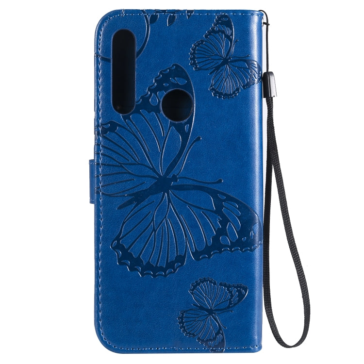 Pressed Printing Butterfly Pattern Horizontal Flip PU Leather Case with Holder & Card Slots & Wallet & Lanyard For Huawei P Smart Z / Y9 Prime 2019(Blue) - Huawei Cases by PMC Jewellery | Online Shopping South Africa | PMC Jewellery | Buy Now Pay Later Mobicred