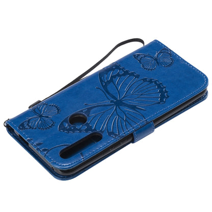 Pressed Printing Butterfly Pattern Horizontal Flip PU Leather Case with Holder & Card Slots & Wallet & Lanyard For Huawei P Smart Z / Y9 Prime 2019(Blue) - Huawei Cases by PMC Jewellery | Online Shopping South Africa | PMC Jewellery | Buy Now Pay Later Mobicred