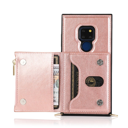 For Huawei Mate 20 Square Zipper Wallet Bag TPU+PU Back Cover Case with Holder & Card Slots & Wallet & Cross-body Strap(Rose Gold) - Huawei Cases by PMC Jewellery | Online Shopping South Africa | PMC Jewellery