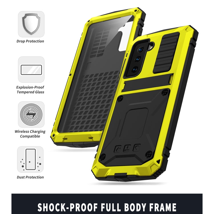 For Samsung Galaxy S21+ 5G R-JUST Shockproof Waterproof Dust-proof Metal + Silicone Protective Case with Holder(Yellow) - Galaxy S21+ 5G Cases by R-JUST | Online Shopping South Africa | PMC Jewellery