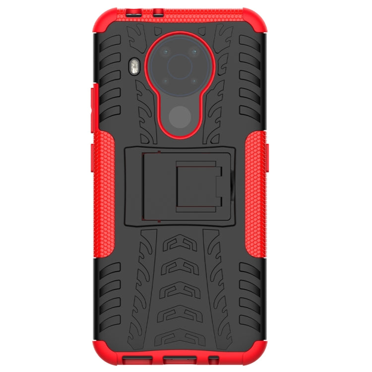 For Nokia 3.4 / 5.4 Tire Texture Shockproof TPU+PC Protective Case with Holder(Red) - Nokia Cases by PMC Jewellery | Online Shopping South Africa | PMC Jewellery | Buy Now Pay Later Mobicred