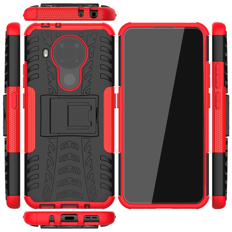 For Nokia 3.4 / 5.4 Tire Texture Shockproof TPU+PC Protective Case with Holder(Red) - Nokia Cases by PMC Jewellery | Online Shopping South Africa | PMC Jewellery | Buy Now Pay Later Mobicred