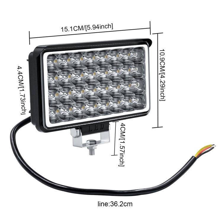 WUPP CS-1242A1 Car 4 inch Square 32LEDs Highlight Work Light Modified Front Bumper Lamp Spotlight - Work Lights by WUPP | Online Shopping South Africa | PMC Jewellery | Buy Now Pay Later Mobicred
