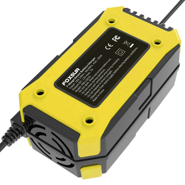 FOXSUR Car / Motorcycle Repair Charger 12V 7A 7-stage + Multi-battery Mode Lead-acid Battery Charger, Plug Type:EU Plug(Yellow) - Battery Charger by FOXSUR | Online Shopping South Africa | PMC Jewellery | Buy Now Pay Later Mobicred