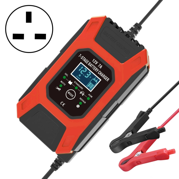 FOXSUR Car / Motorcycle Repair Charger 12V 7A 7-stage + Multi-battery Mode Lead-acid Battery Charger, Plug Type:UK Plug(Red) - Battery Charger by FOXSUR | Online Shopping South Africa | PMC Jewellery | Buy Now Pay Later Mobicred