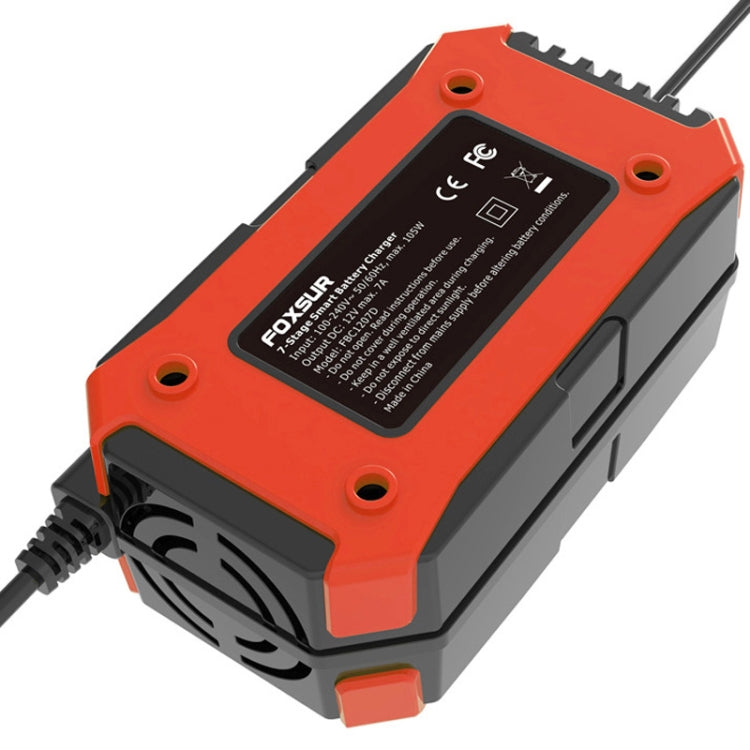 FOXSUR Car / Motorcycle Repair Charger 12V 7A 7-stage + Multi-battery Mode Lead-acid Battery Charger, Plug Type:UK Plug(Red) - Battery Charger by FOXSUR | Online Shopping South Africa | PMC Jewellery | Buy Now Pay Later Mobicred