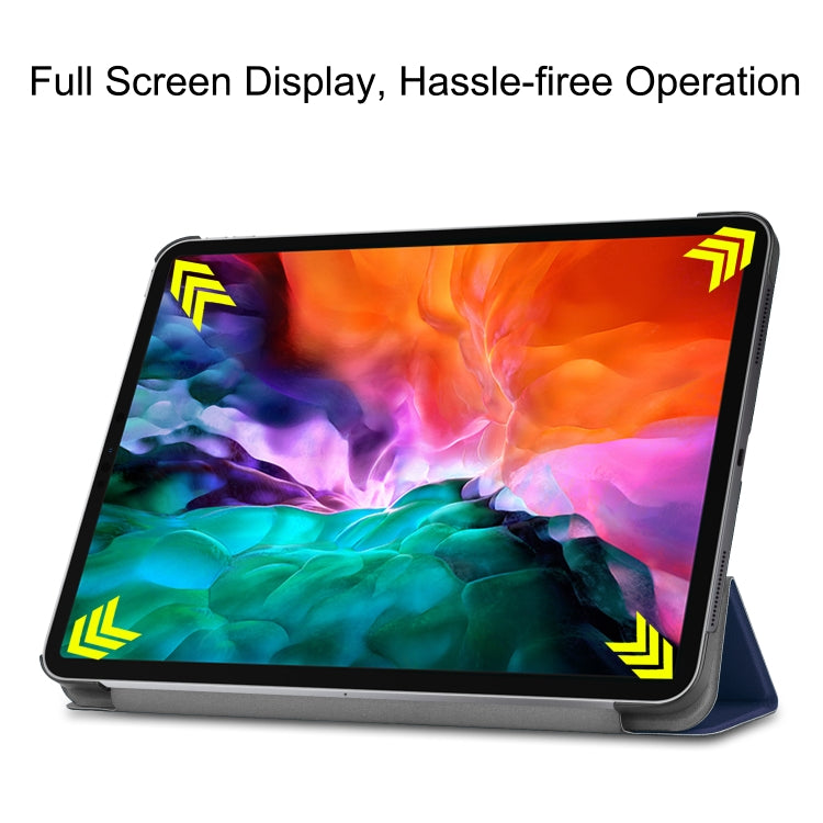 For  iPad Air 13 2024 / Pro 12.9 2022 Custer Texture 3-folding Smart Leather Tablet Case(Dark Blue) - iPad Pro 12.9 (2022/2021) Cases by PMC TechLife | Online Shopping South Africa | PMC TechLife | Buy Now Pay Later Mobicred