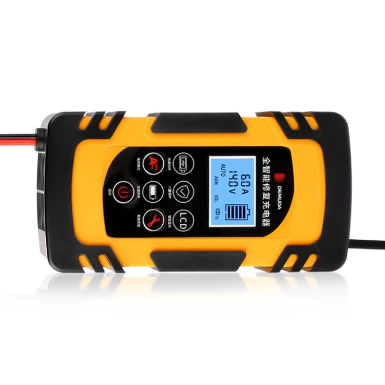 DEMUDA DC-80 Car Battery Charger 12V/24V Intelligent Pulse Repair Type Lead-acid Battery, Plug Type:EU Plug(Yellow) - Battery Charger by PMC Jewellery | Online Shopping South Africa | PMC Jewellery | Buy Now Pay Later Mobicred