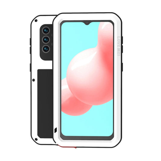 For Samsung Galaxy A32 5G LOVE MEI Metal Shockproof Waterproof Dustproof Protective Case with Glass(White) - Galaxy Phone Cases by LOVE MEI | Online Shopping South Africa | PMC Jewellery | Buy Now Pay Later Mobicred