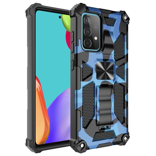 For Samsung Galaxy A51 5G Camouflage Armor Shockproof TPU + PC Magnetic Protective Case with Holder(Blue) - Galaxy Phone Cases by PMC Jewellery | Online Shopping South Africa | PMC Jewellery