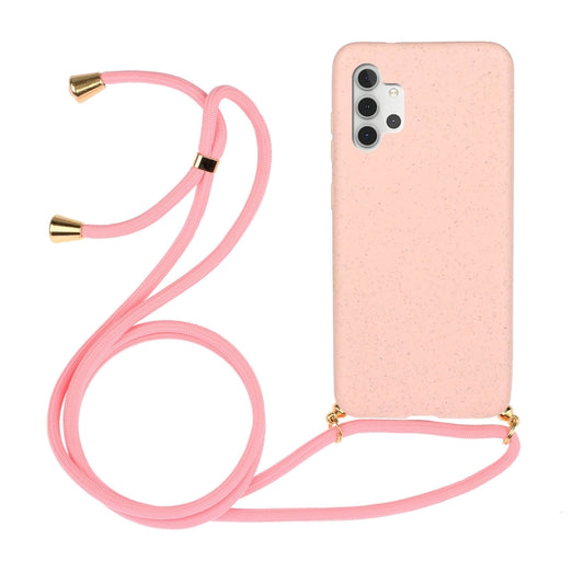 For Samsung Galaxy A32 5G Wheat Straw Material + TPU Protective Case with Lanyard(Pink) - Galaxy Phone Cases by PMC Jewellery | Online Shopping South Africa | PMC Jewellery