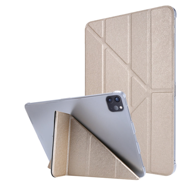 For iPad Air 13 2024 / iPad Pro 12.9 2022 / 2021 Silk Texture Horizontal Deformation Flip Leather Tablet Case with Holder(Gold) - iPad Pro 12.9 (2022/2021) Cases by PMC Jewellery | Online Shopping South Africa | PMC Jewellery | Buy Now Pay Later Mobicred