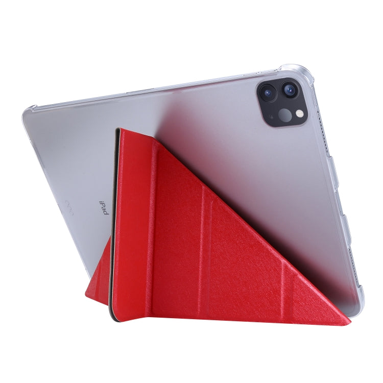 For iPad Air 13 2024 / iPad Pro 12.9 2022 / 2021 Silk Texture Horizontal Deformation Flip Leather Tablet Case with Holder(Rose Red) - iPad Pro 12.9 (2022/2021) Cases by PMC Jewellery | Online Shopping South Africa | PMC Jewellery | Buy Now Pay Later Mobicred