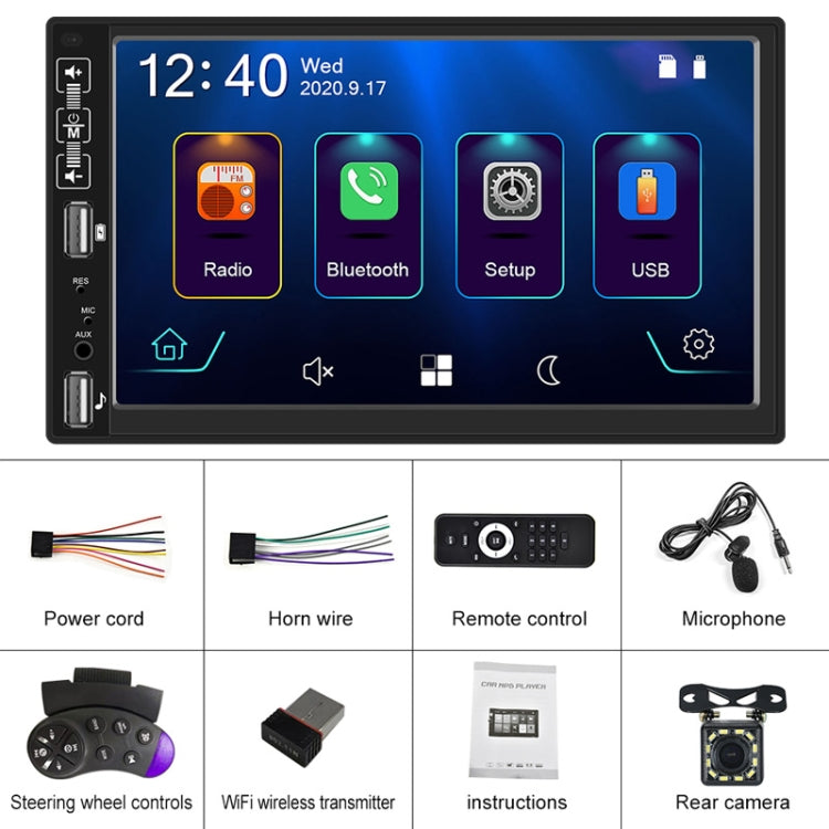 A2891 7 inch Car HD MP5 Carplay Bluetooth Music Player Reversing Image All-in-one Machine Support FM / U Disk with Remote Controler, Style:Standard + 4LEDs Light Camera - Car MP3 & MP4 & MP5 by PMC Jewellery | Online Shopping South Africa | PMC Jewellery | Buy Now Pay Later Mobicred