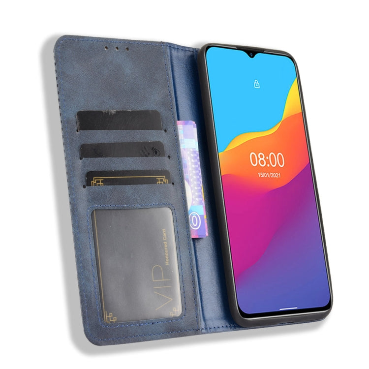 For Ulefone Note 10 Magnetic Buckle Retro Crazy Horse Texture Horizontal Flip Leather Case with Holder & Card Slots & Photo Frame(Blue) - Ulefone Cases by PMC Jewellery | Online Shopping South Africa | PMC Jewellery | Buy Now Pay Later Mobicred