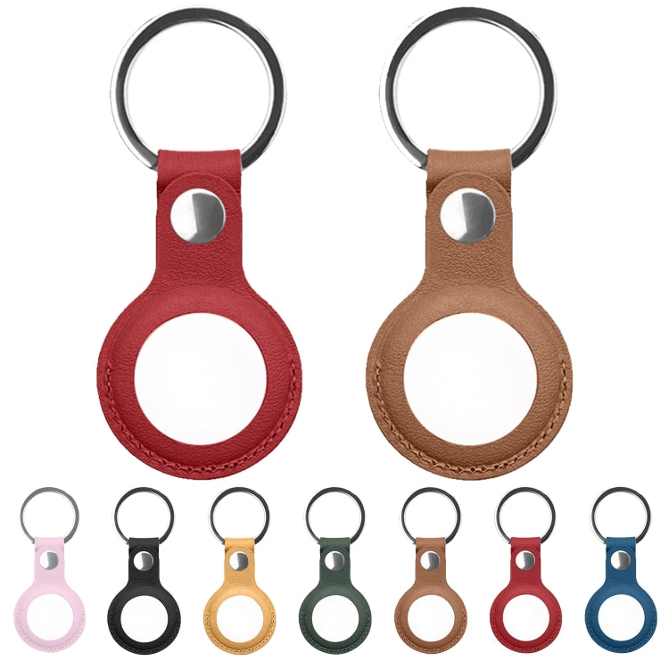 Mutural PU Leather Protective Case with Key Ring for AirTag(Pink) - Other by Mutural | Online Shopping South Africa | PMc TechLife | Buy Now Pay Later Mobicred