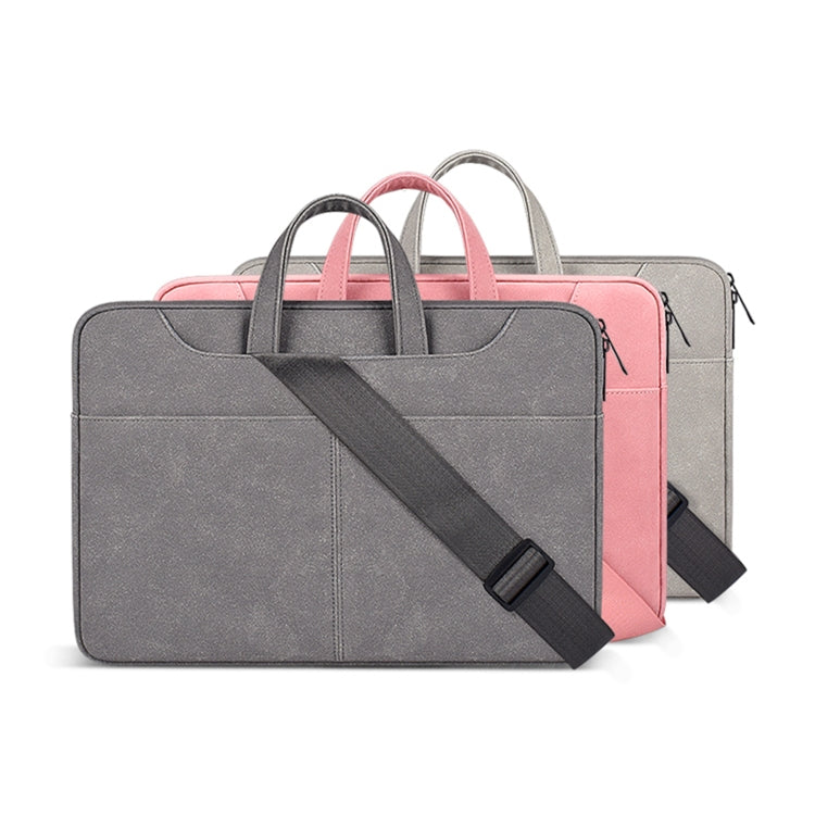 ST06SDJ Frosted PU Business Laptop Bag with Detachable Shoulder Strap, Size:13.3 inch(Light Gray) - 13.3 inch by PMC Jewellery | Online Shopping South Africa | PMC Jewellery | Buy Now Pay Later Mobicred