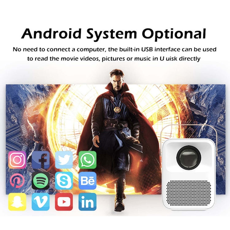 WEJOY Y1 1920x1080P 100 ANSI Lumens Portable Home Theater LED HD Digital Projector with Battery, Android 6.0, 1G+16G, EU Plug (White) - LED Projector by WEJOY | Online Shopping South Africa | PMC Jewellery | Buy Now Pay Later Mobicred