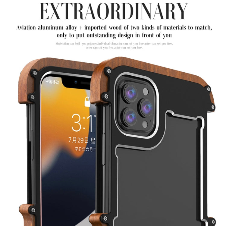 For iPhone 13 Pro R-JUST Ironwood Man Shockproof Metal + Wood Bumper Protective Case - iPhone 13 Pro Cases by R-JUST | Online Shopping South Africa | PMC Jewellery