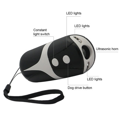 RC-534 Handheld Portable Ultrasonic Dog Repeller with LED Lights(Black + White) - Training Aids by PMC Jewellery | Online Shopping South Africa | PMC Jewellery | Buy Now Pay Later Mobicred