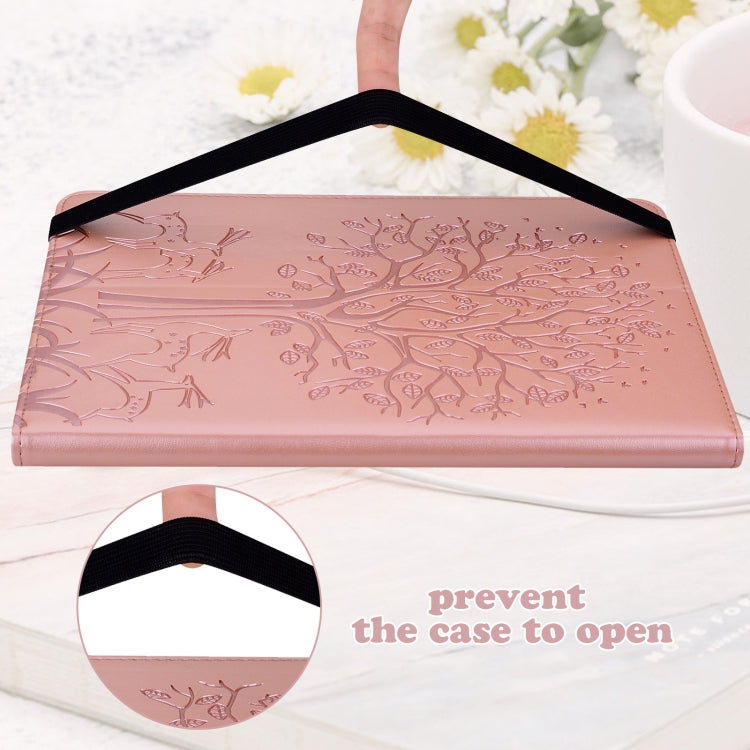For Huawei MatePad 11 2021 Tree & Deer Pattern Pressed Printing Horizontal Flip PU Leather Case with Holder & Card Slots(Pink) - Huawei by PMC TechLife | Online Shopping South Africa | PMC TechLife | Buy Now Pay Later Mobicred