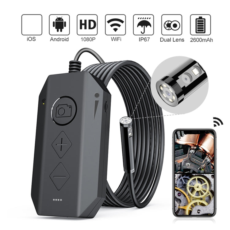 Y17 5MP 7.9mm Dual-lens HD Autofocus WiFi Industrial Digital Endoscope Zoomable Snake Camera, Cable Length:5m Hard Cable(Black) -  by PMC Jewellery | Online Shopping South Africa | PMC Jewellery | Buy Now Pay Later Mobicred